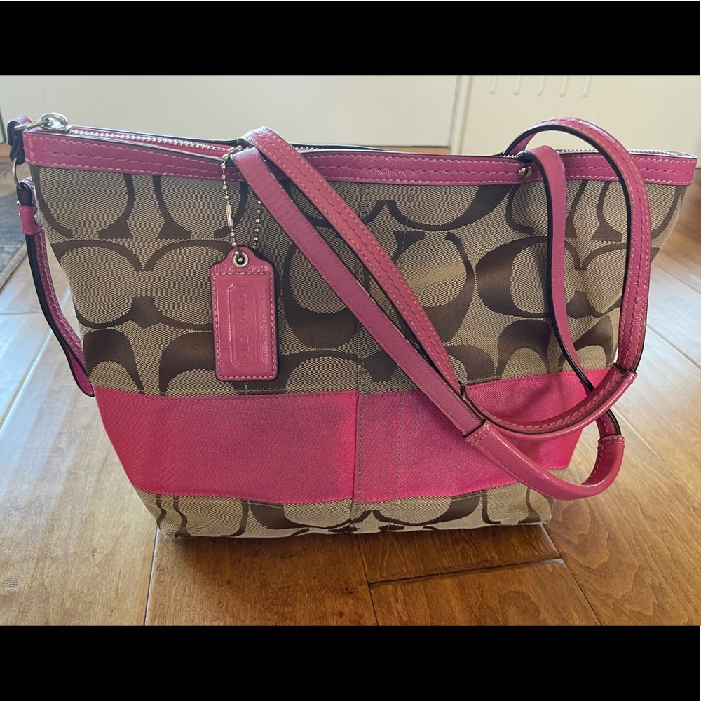 Coach Signature Stripe Tote - Picture 6 of 11